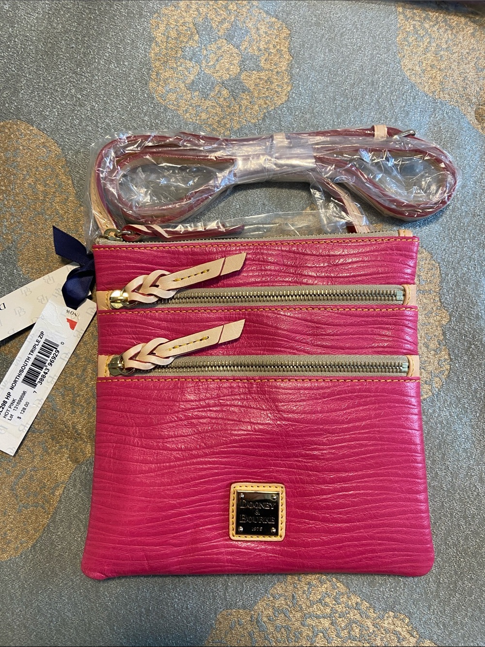 Dooney & Bourke Hot Pink Leather Crossbody with Braided Trim